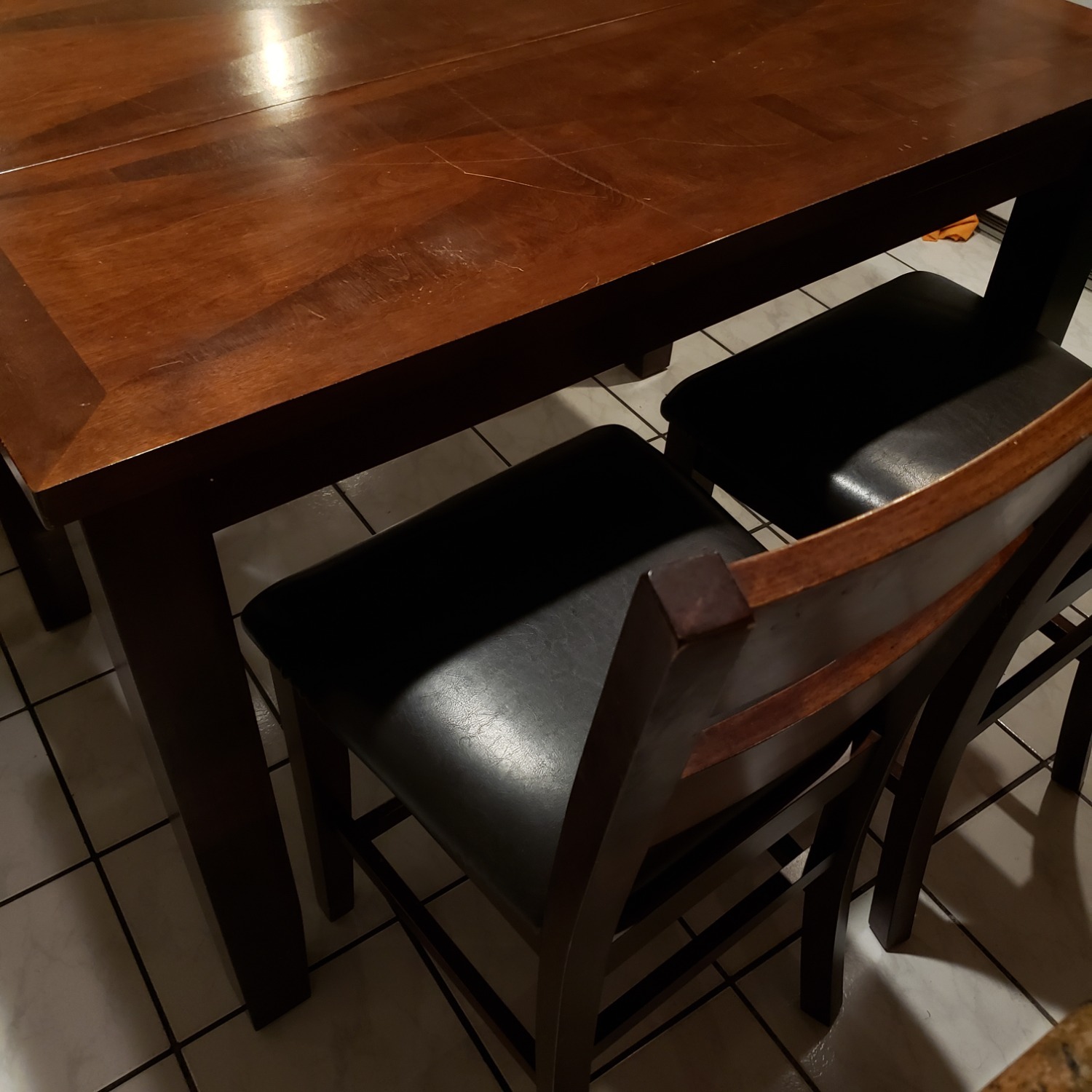 Dark Brown Wood Dining Sets with 6 Wooden Chairs - image-3