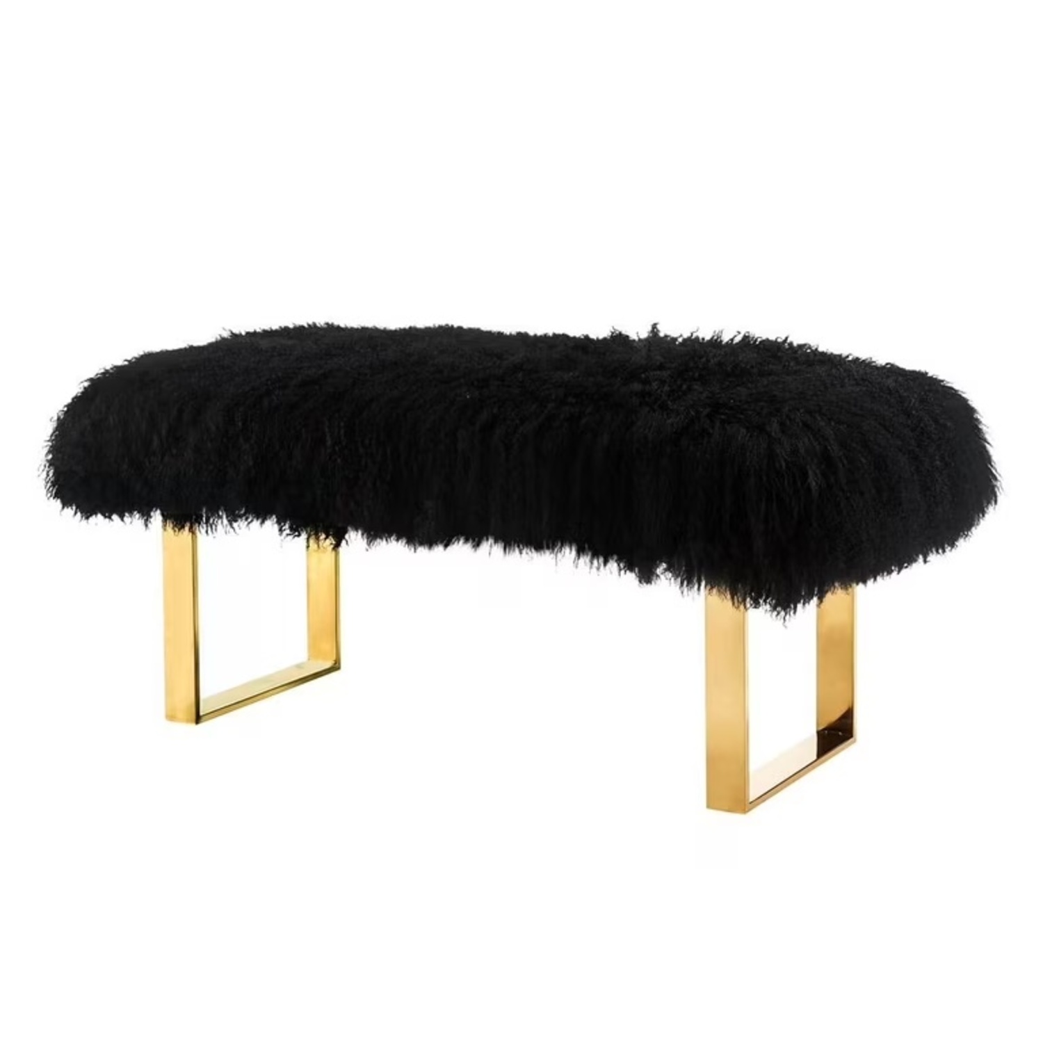 TOV Furniture Sherpa Black Sheepskin Bench - image-5