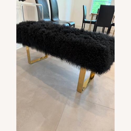 Used TOV Furniture Sherpa Black Sheepskin Bench for sale on AptDeco