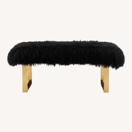 Used TOV Furniture Sherpa Black Sheepskin Bench for sale on AptDeco