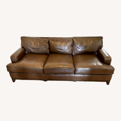 Used Ethan Allen Dark Brown Leather 3+ Seater Sofa for sale on AptDeco