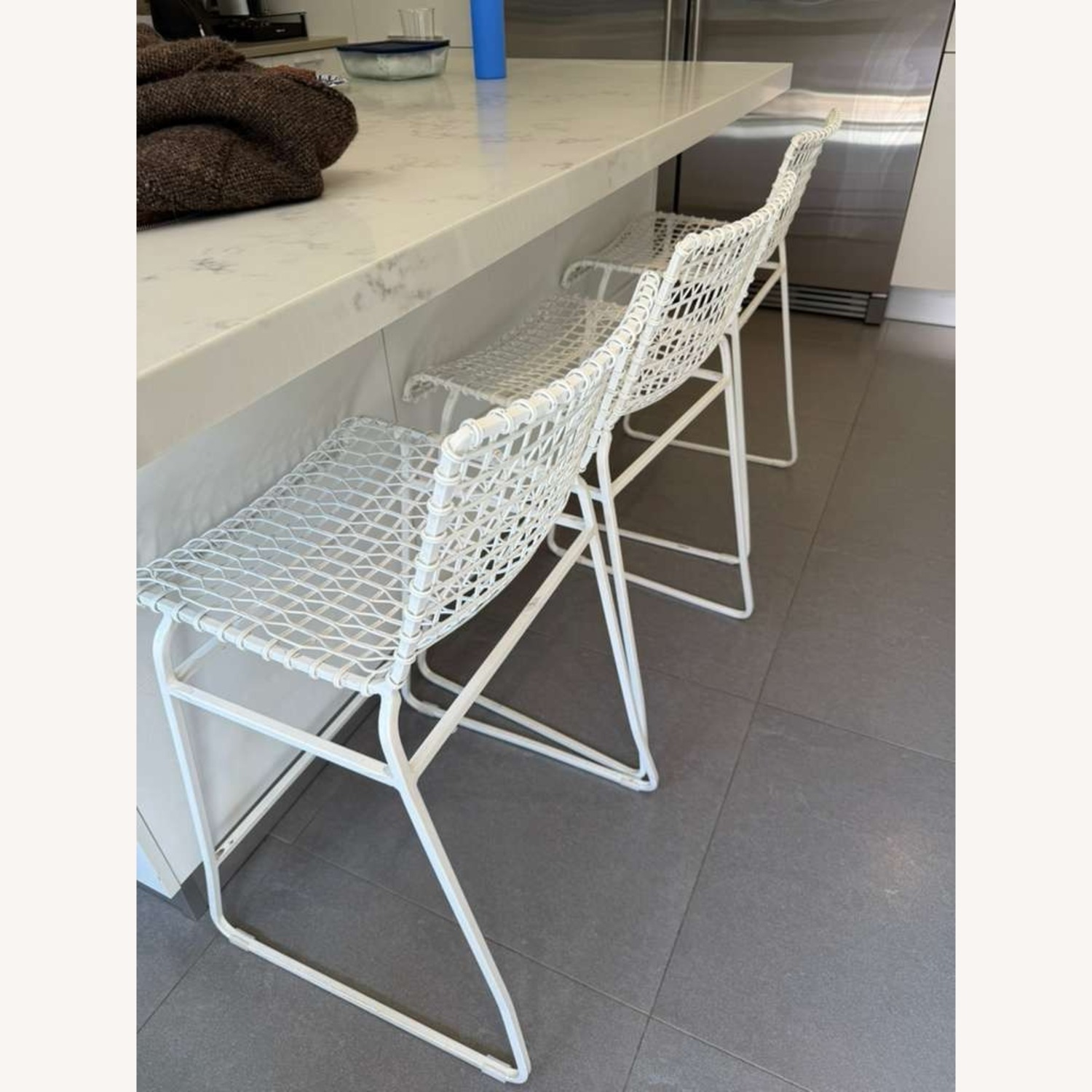 3 Crate & Barrel Tig White Metal Counter Stool - image-7