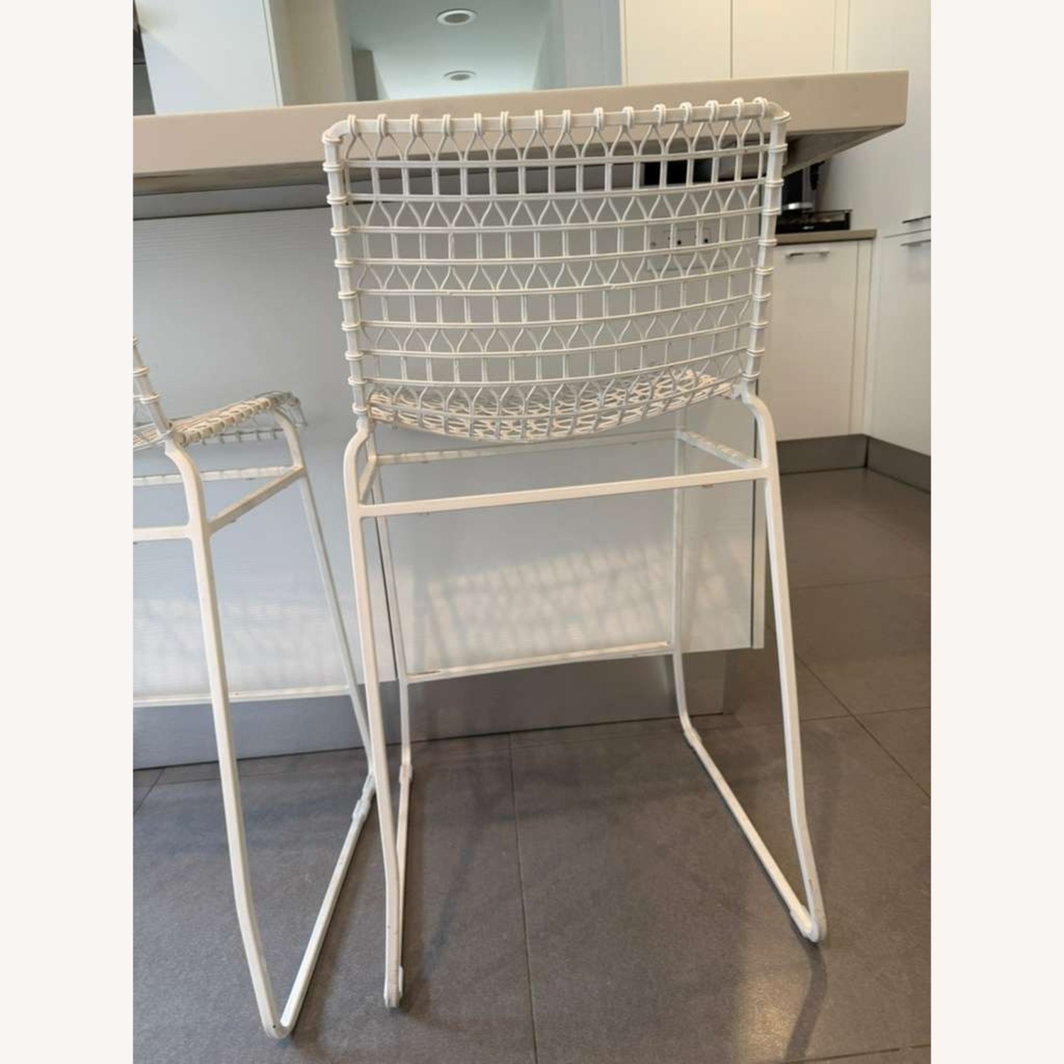 3 Crate & Barrel Tig White Metal Counter Stool - image-2