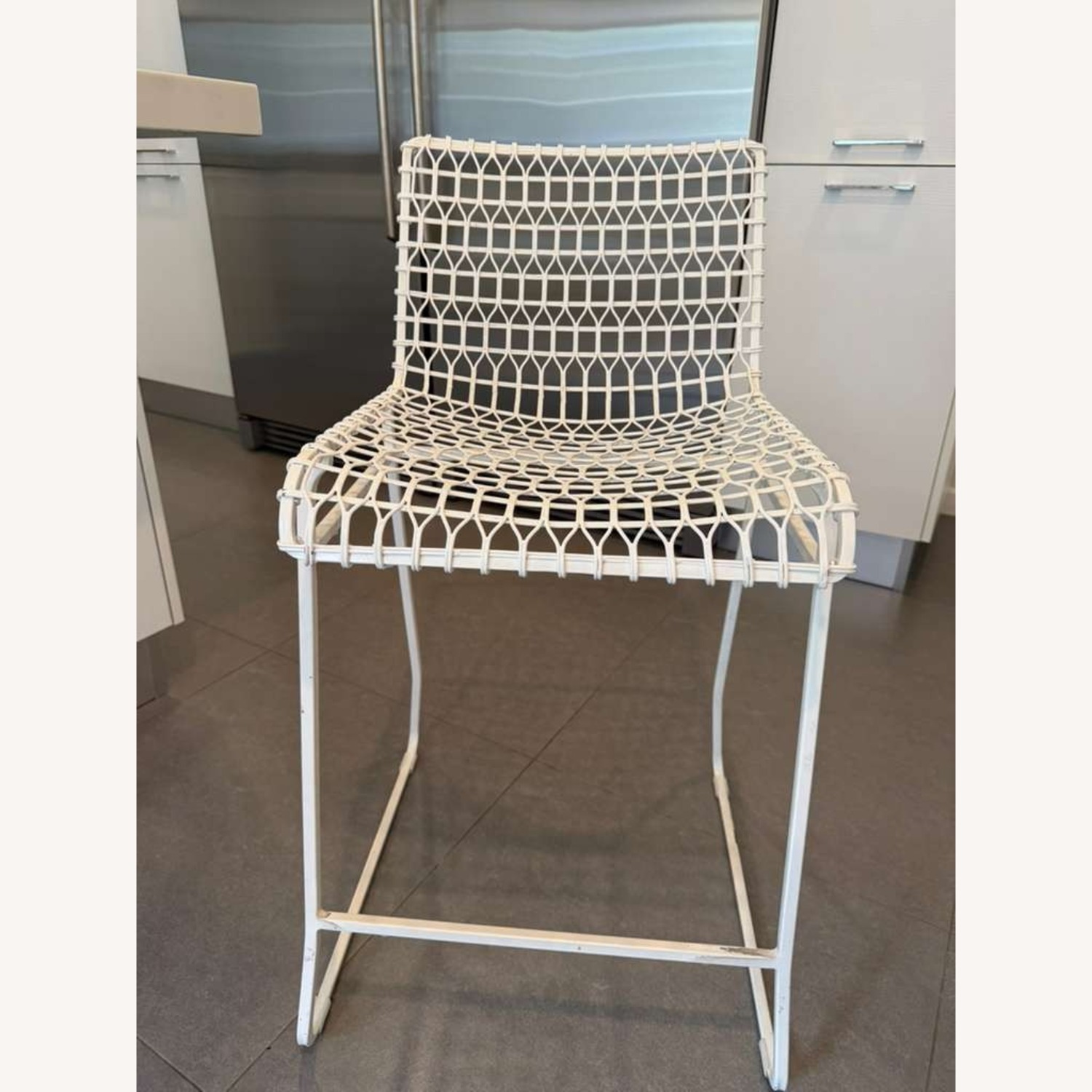 3 Crate & Barrel Tig White Metal Counter Stool - image-4