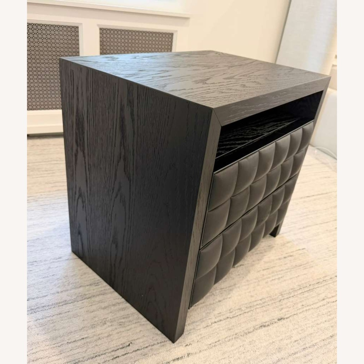 Pair of  CB2 Apollo Black Leather Nightstand - image-2