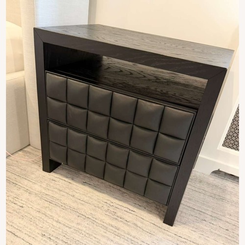 Used Pair of CB2 Apollo Black Leather Nightstand for sale on AptDeco