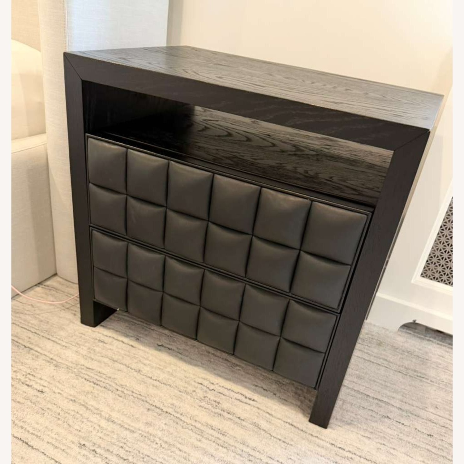 Pair of  CB2 Apollo Black Leather Nightstand - image-3