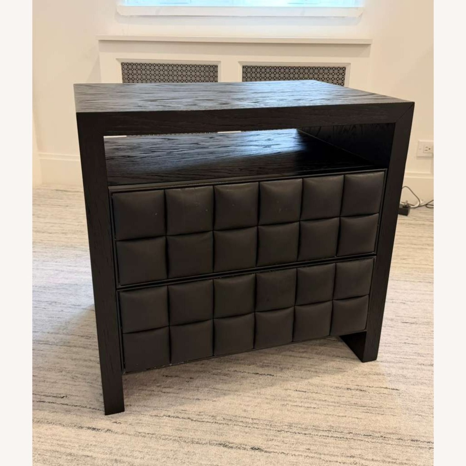 Pair of  CB2 Apollo Black Leather Nightstand - image-4