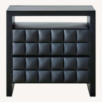 Pair of  CB2 Apollo Black Leather Nightstand
