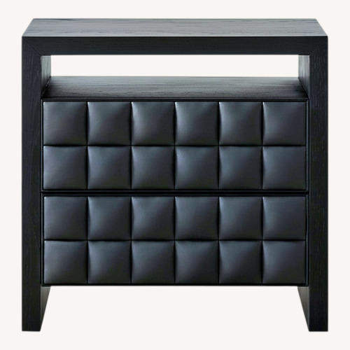 Used Pair of  CB2 Apollo Black Leather Nightstand for sale on AptDeco