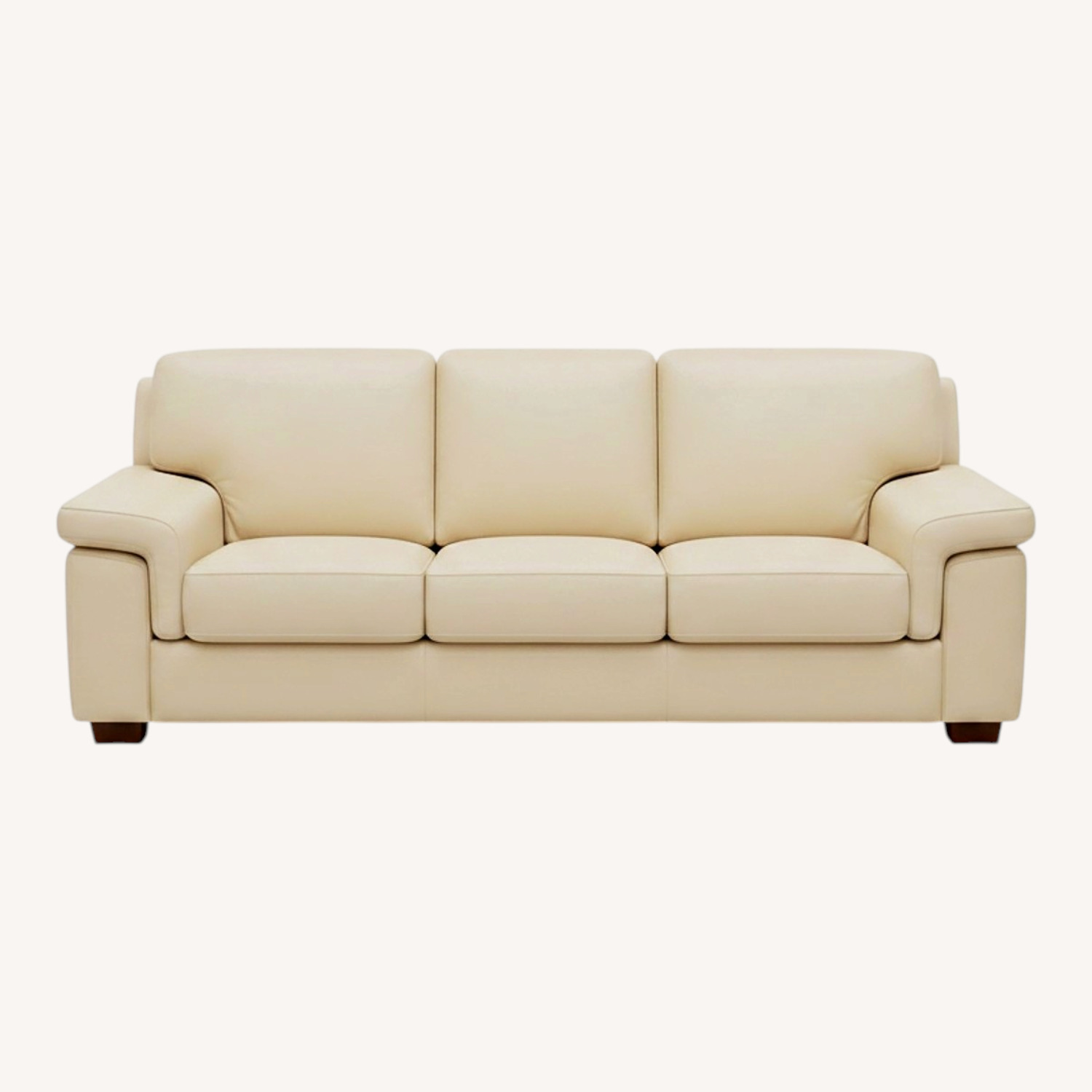 Vintage Leather Buttercream Sofa - image-0