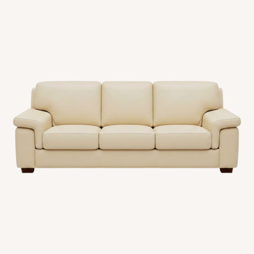 Used Vintage Leather Buttercream Sofa for sale on AptDeco