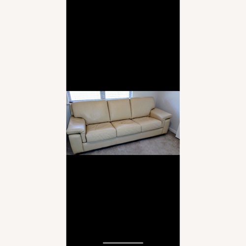 Used Vintage Leather Buttercream Sofa for sale on AptDeco