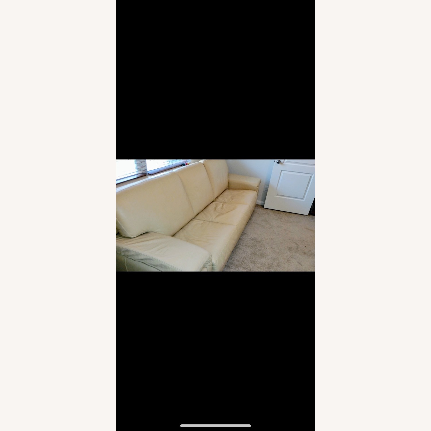 Vintage Leather Buttercream Sofa - image-2