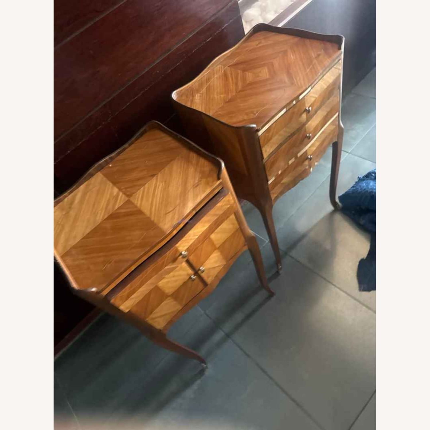 Antique Light Brown Wood Side Tables - image-10