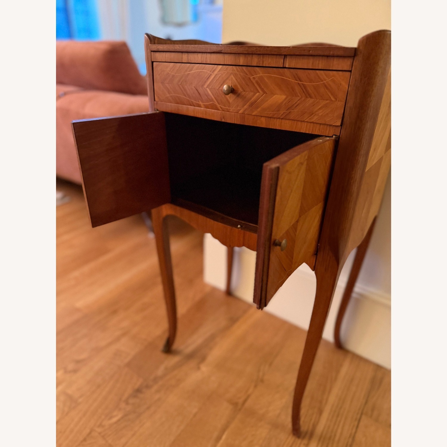 Antique Light Brown Wood Side Tables - image-7