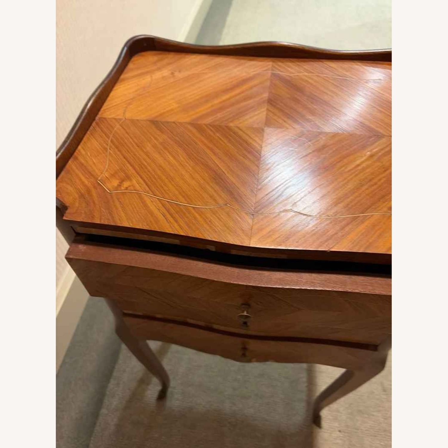 Antique Light Brown Wood Side Tables - image-14
