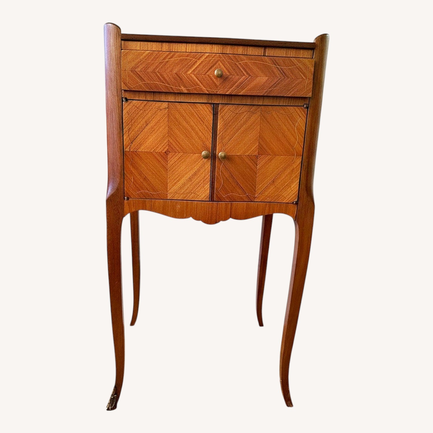 Antique Light Brown Wood Side Tables - image-1