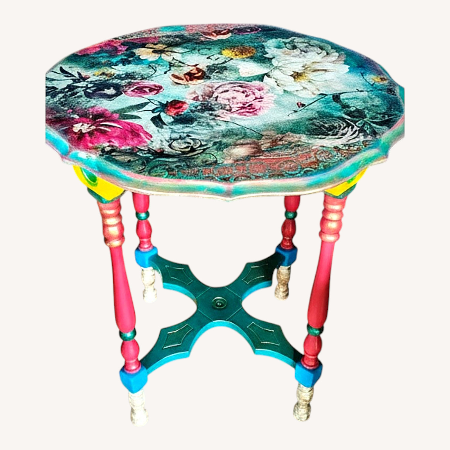 Vintage/Antique Chalk Painted Side Table - image-0