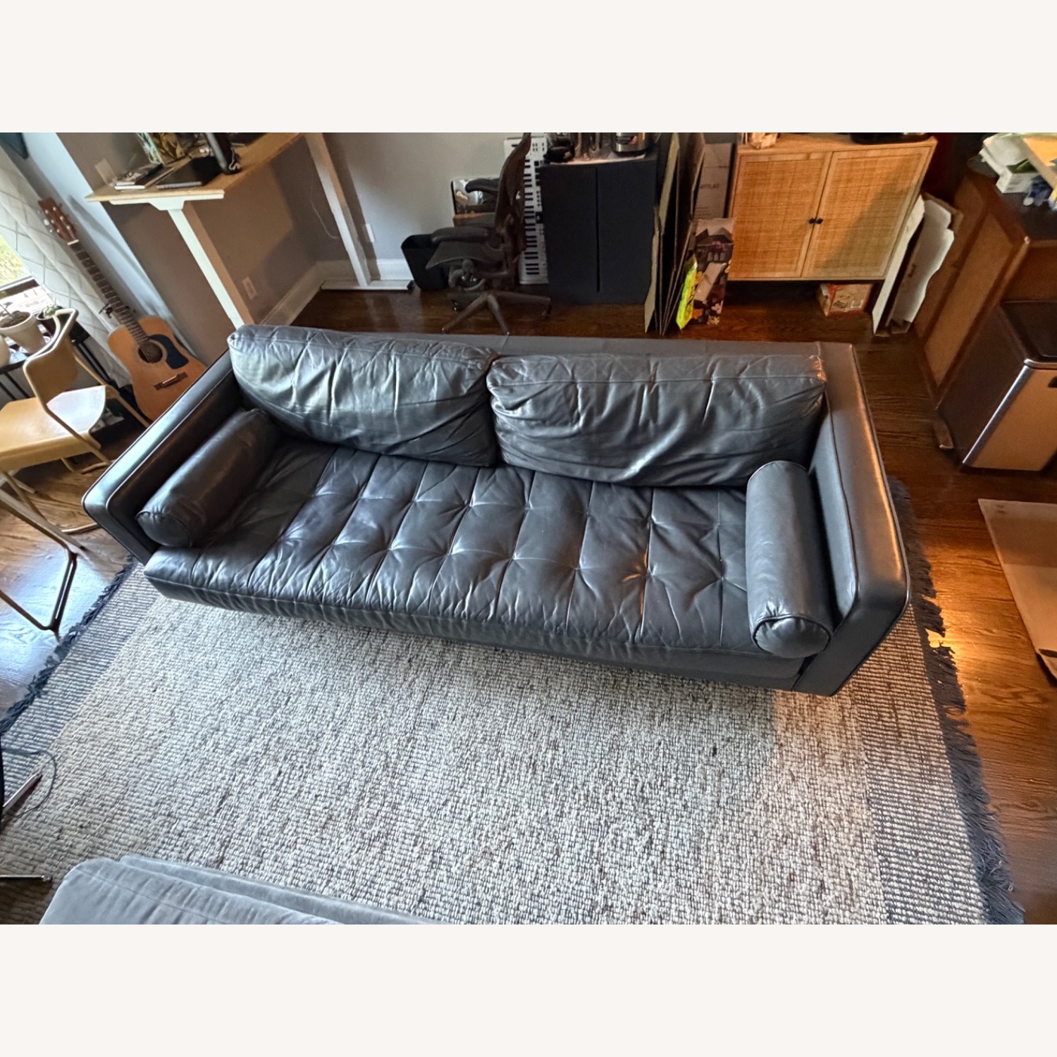 Article Sven Blue Leather 3+ Seater Sofa - image-3
