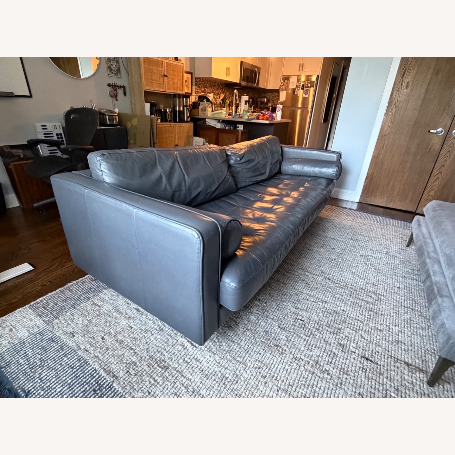 Article Sven Blue Leather 3+ Seater Sofa - image-2