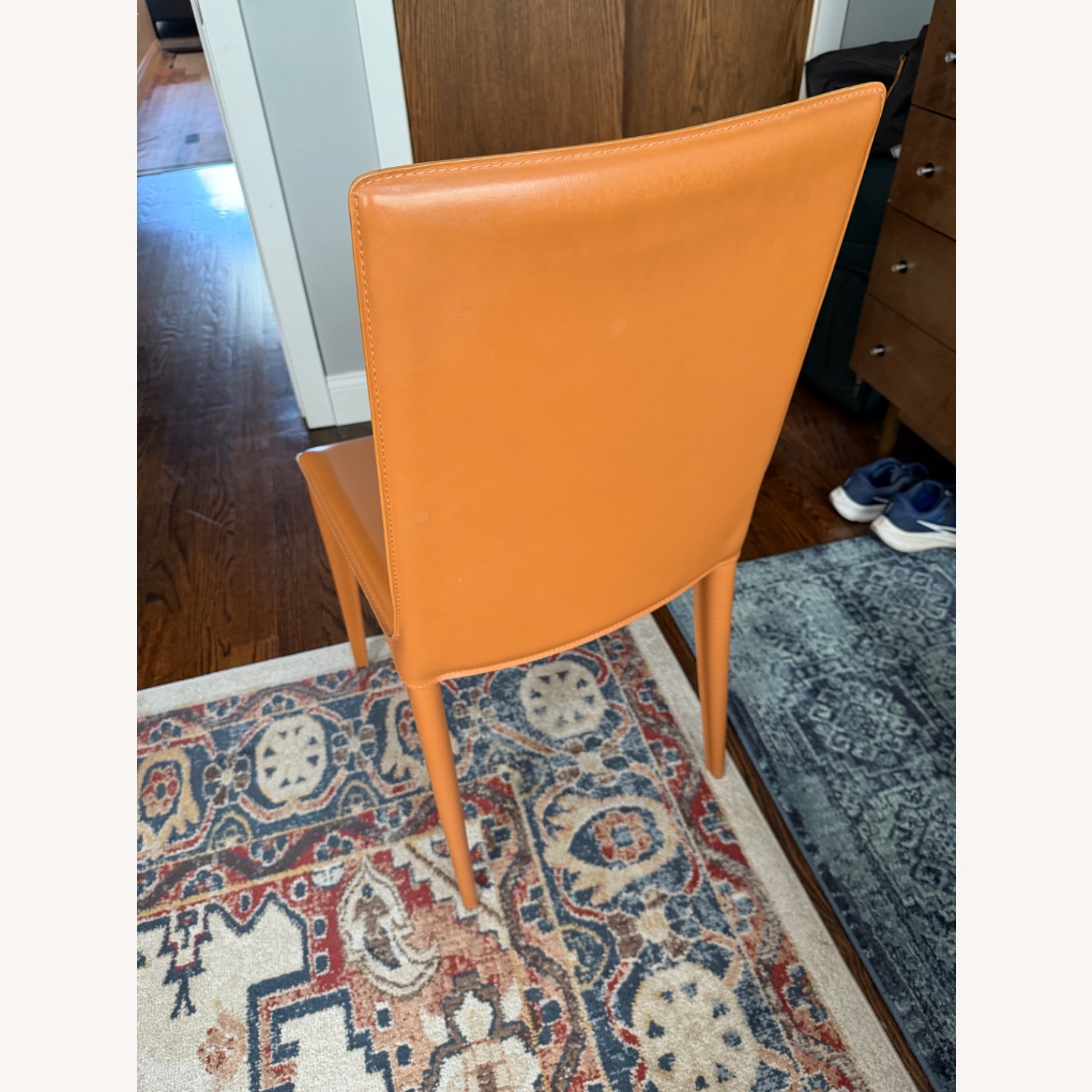 Italian Orange Leather Dining Chair - image-2