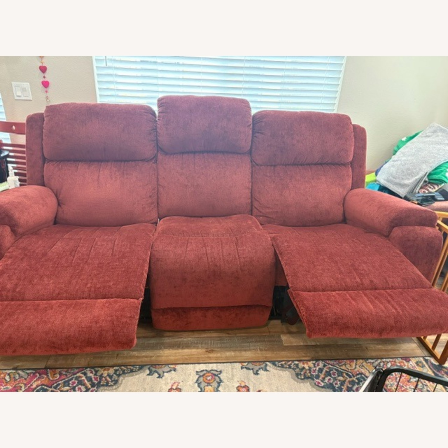 Red Fabric 3+ Seater Sofa - image-2