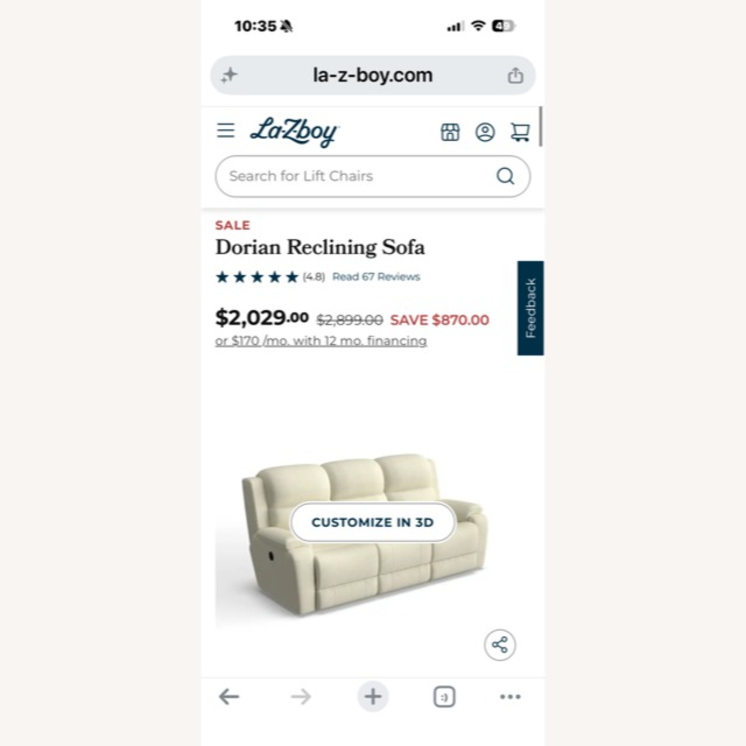 Red Fabric 3+ Seater Sofa - image-3