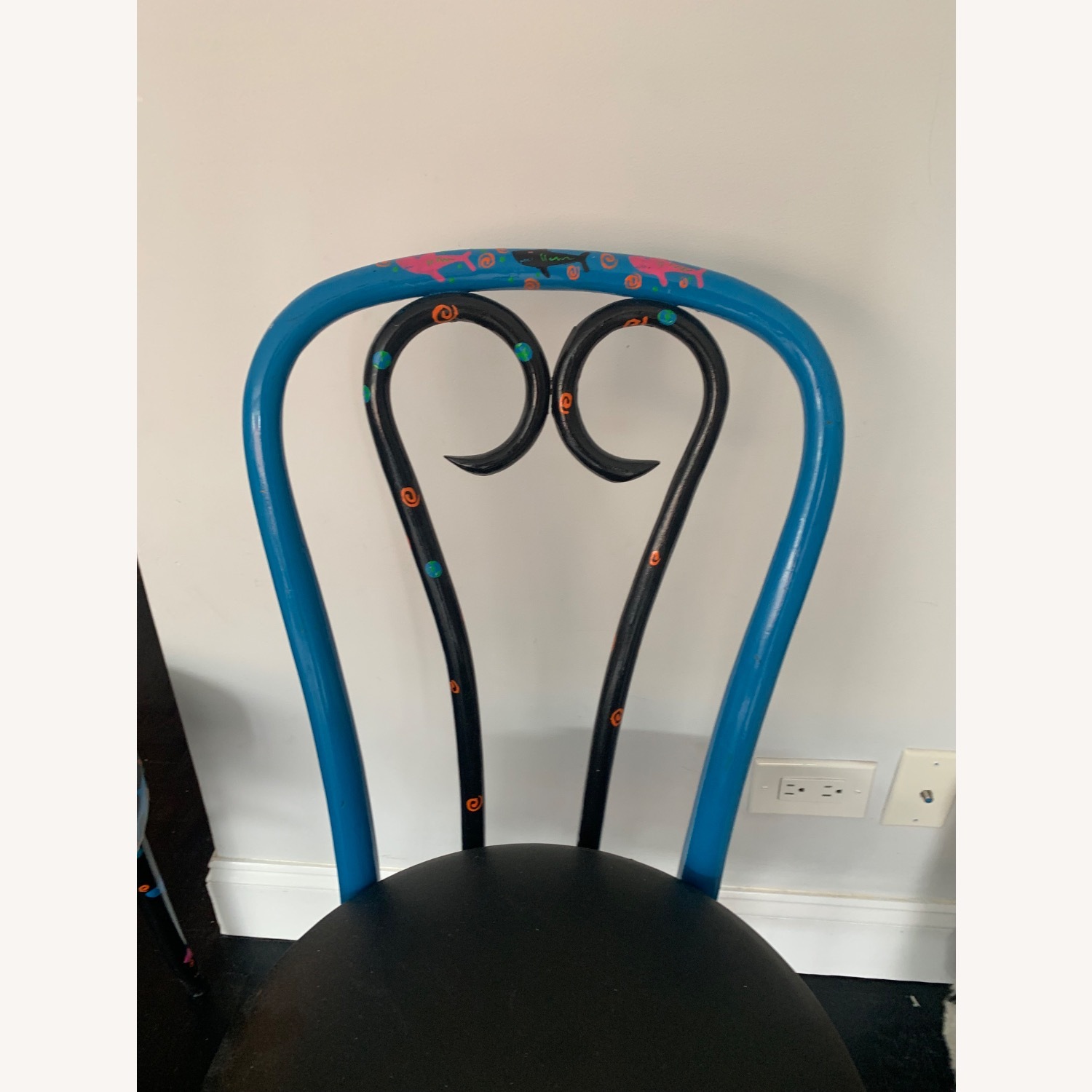 Vintage Black Wood Dining Chairs - image-3