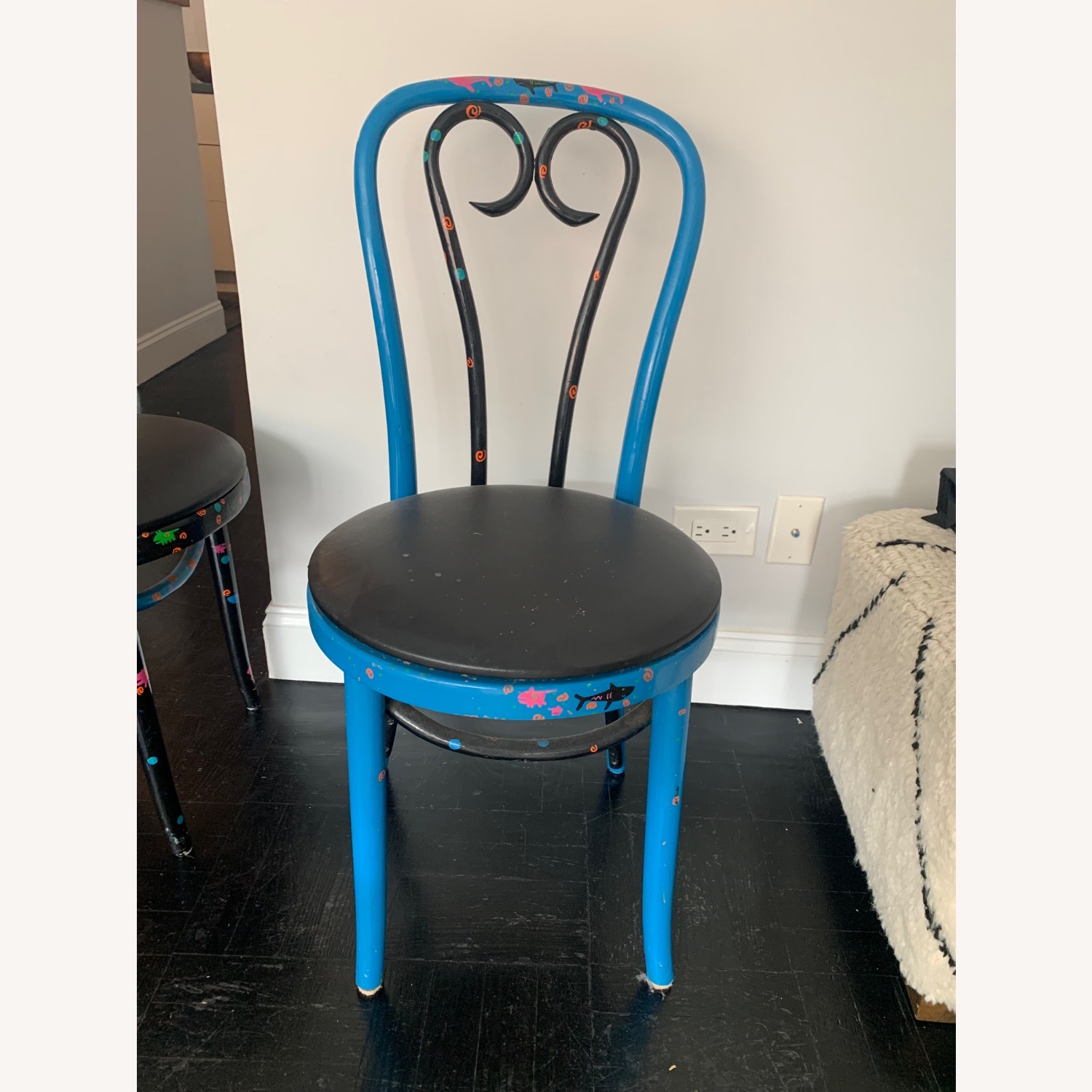 Vintage Black Wood Dining Chairs - image-7