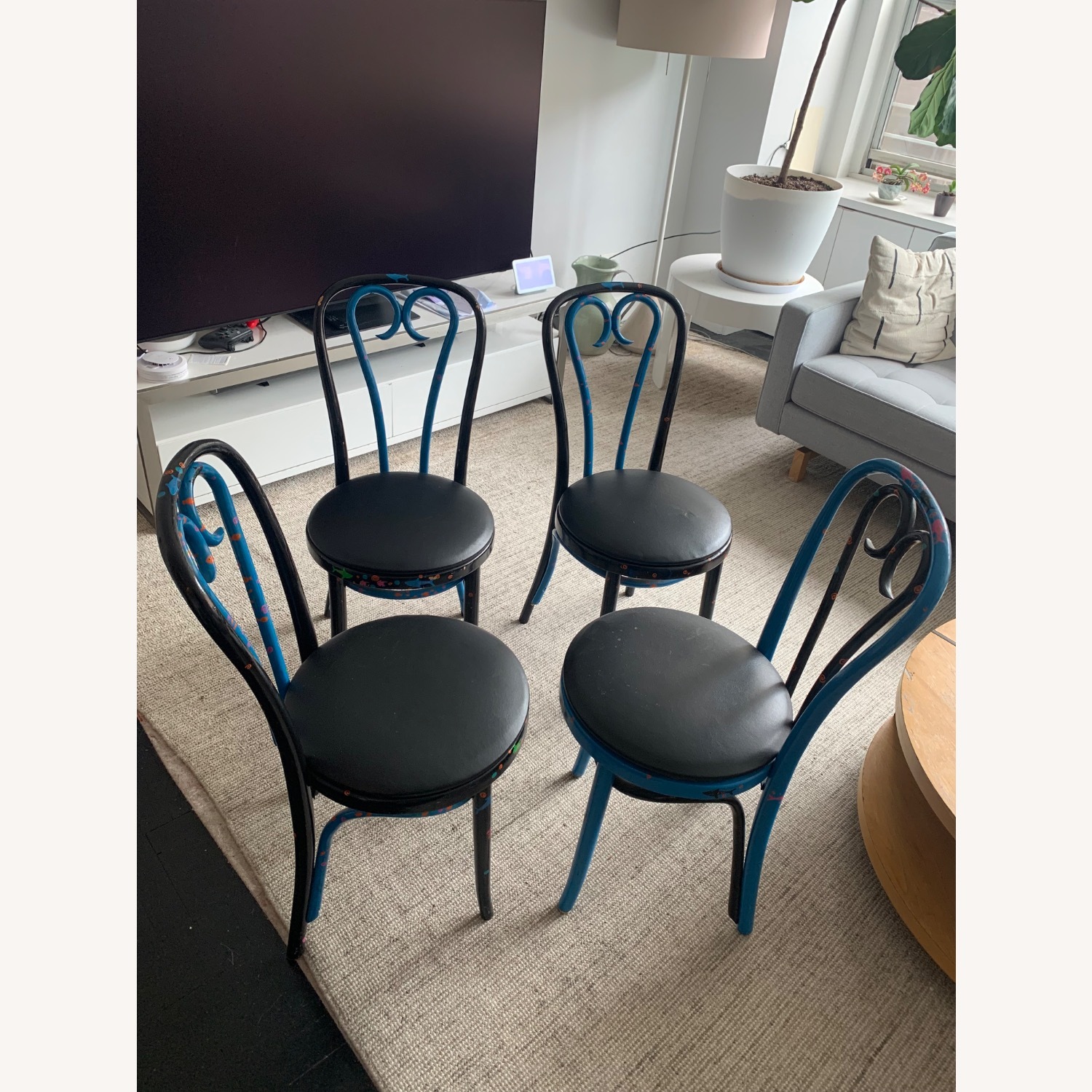 Vintage Black Wood Dining Chairs - image-1