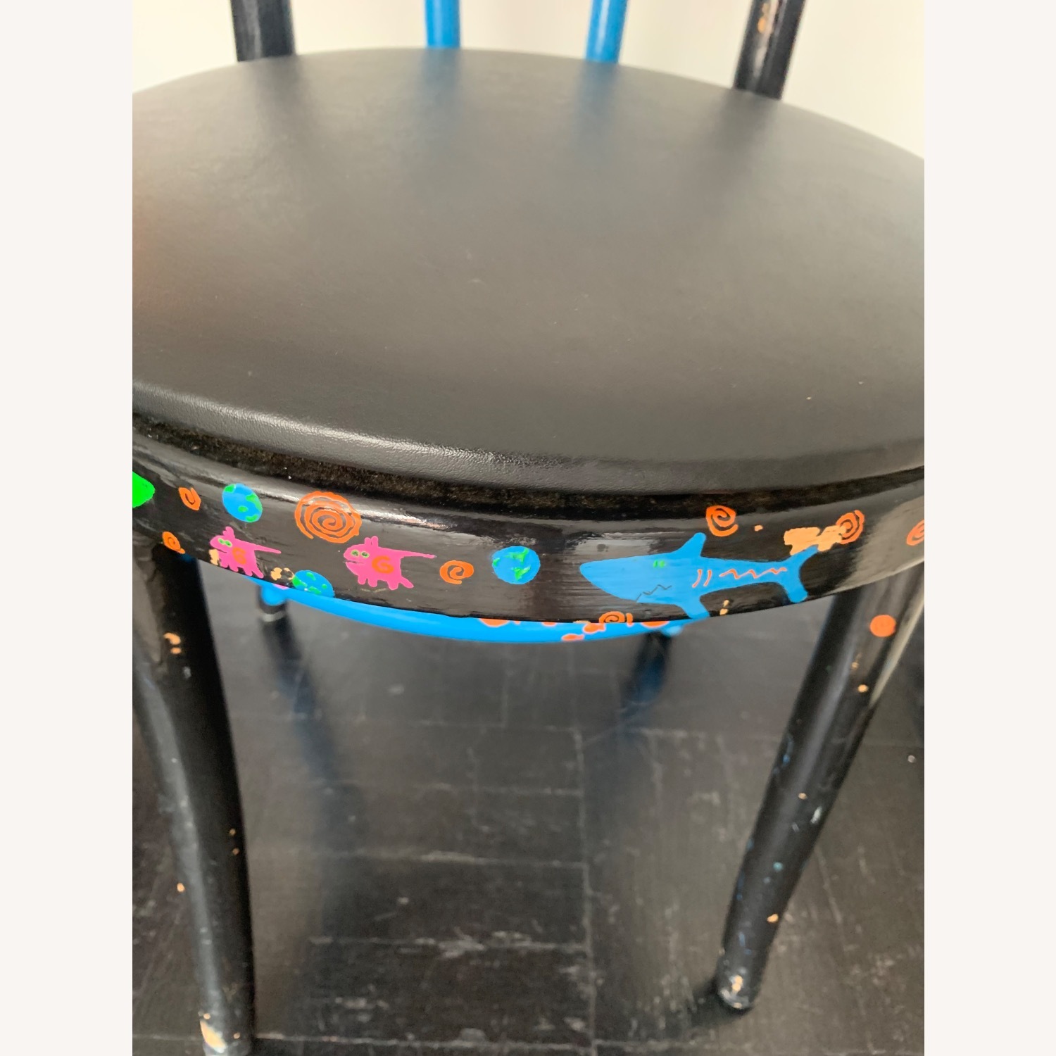 Vintage Black Wood Dining Chairs - image-4