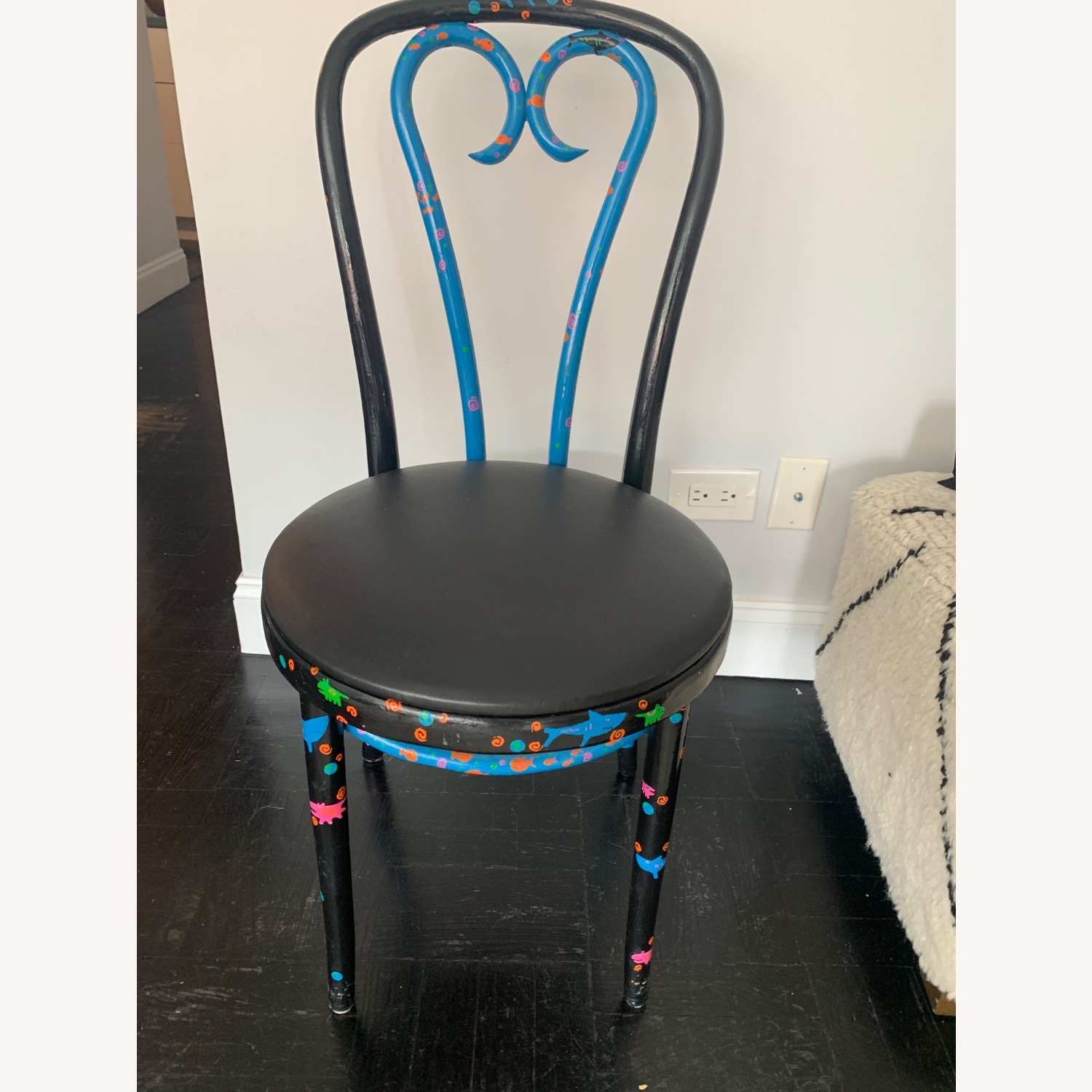 Vintage Black Wood Dining Chairs - image-6