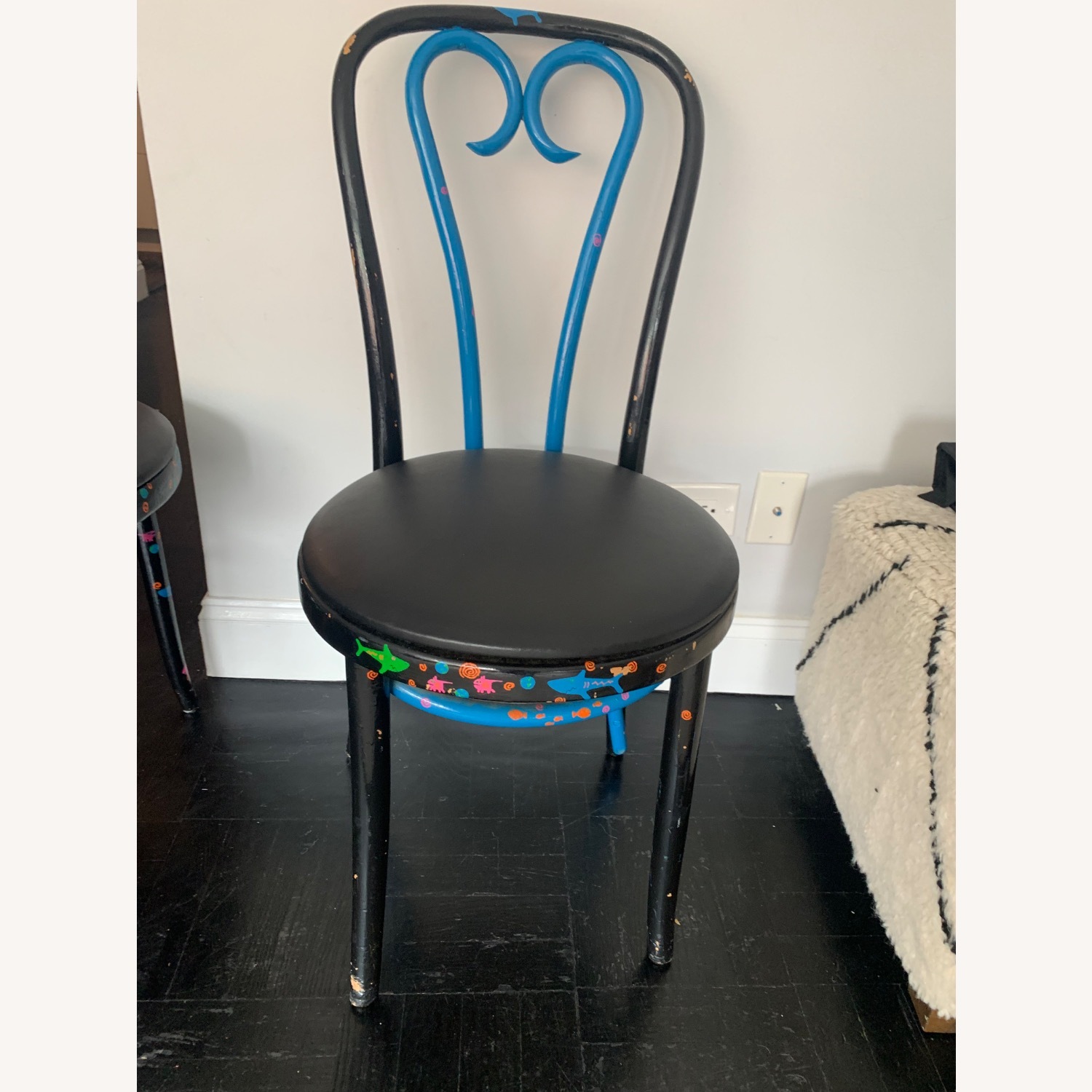 Vintage Black Wood Dining Chairs - image-2