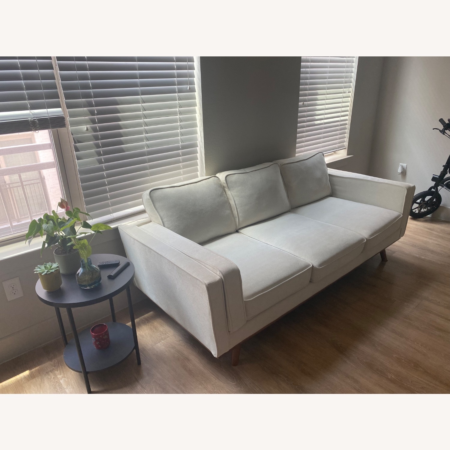 White Fabric 3+ Seater Sofa - image-1