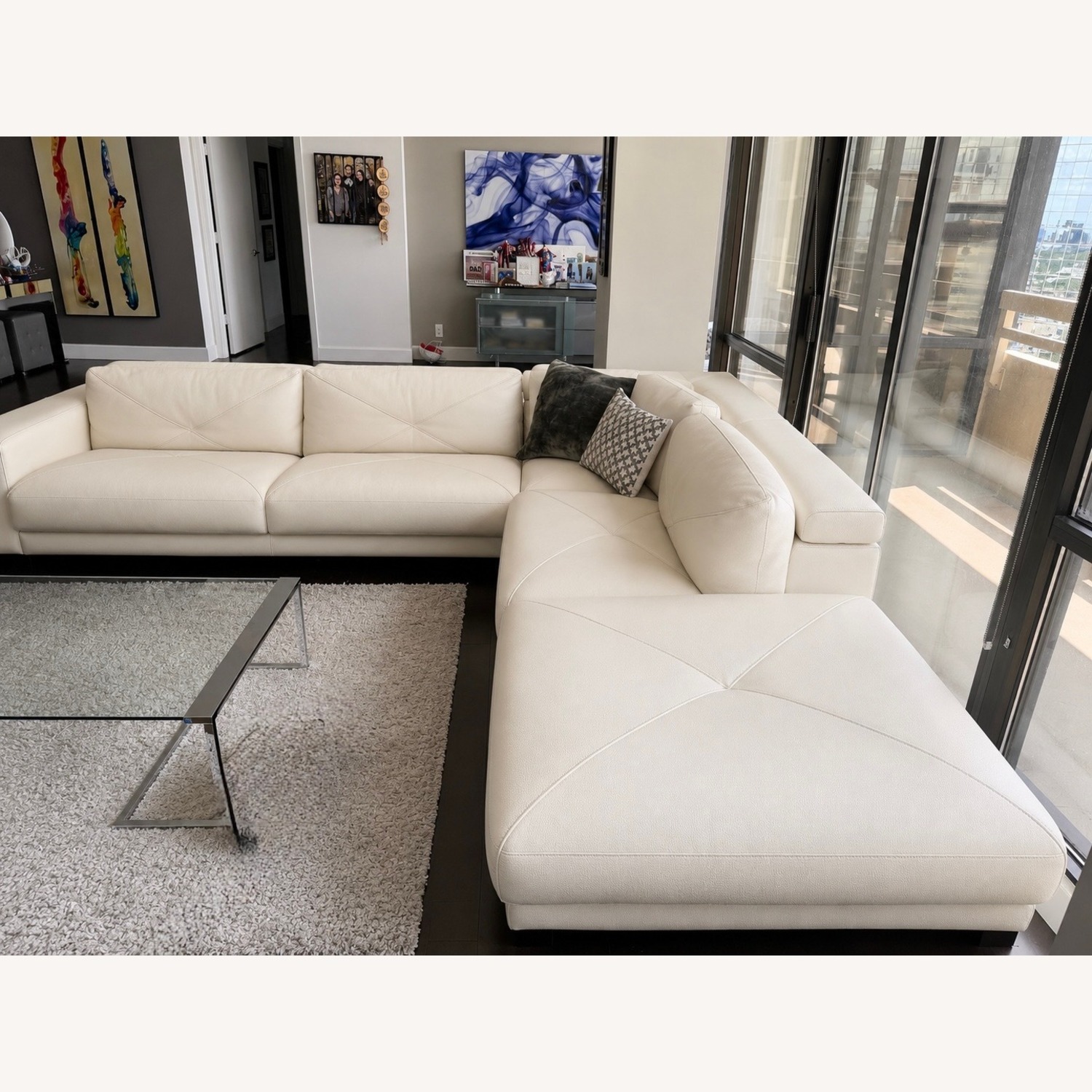 Cantoni White Leather 3+ Piece Sectional - image-1