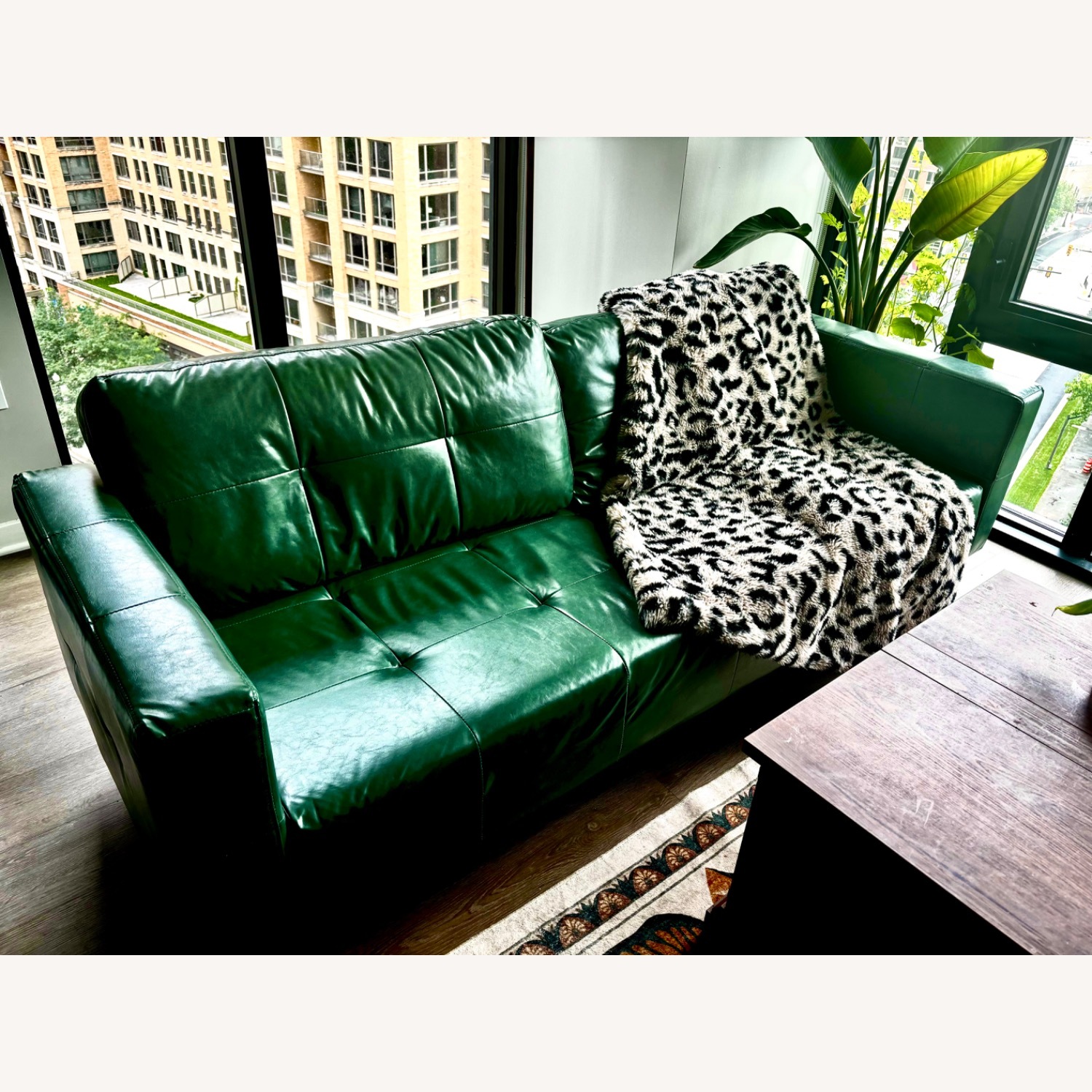 Green Faux Leather 3+ Seater Sofa - image-1