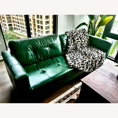 Used Green Faux Leather 3+ Seater Sofa for sale on AptDeco