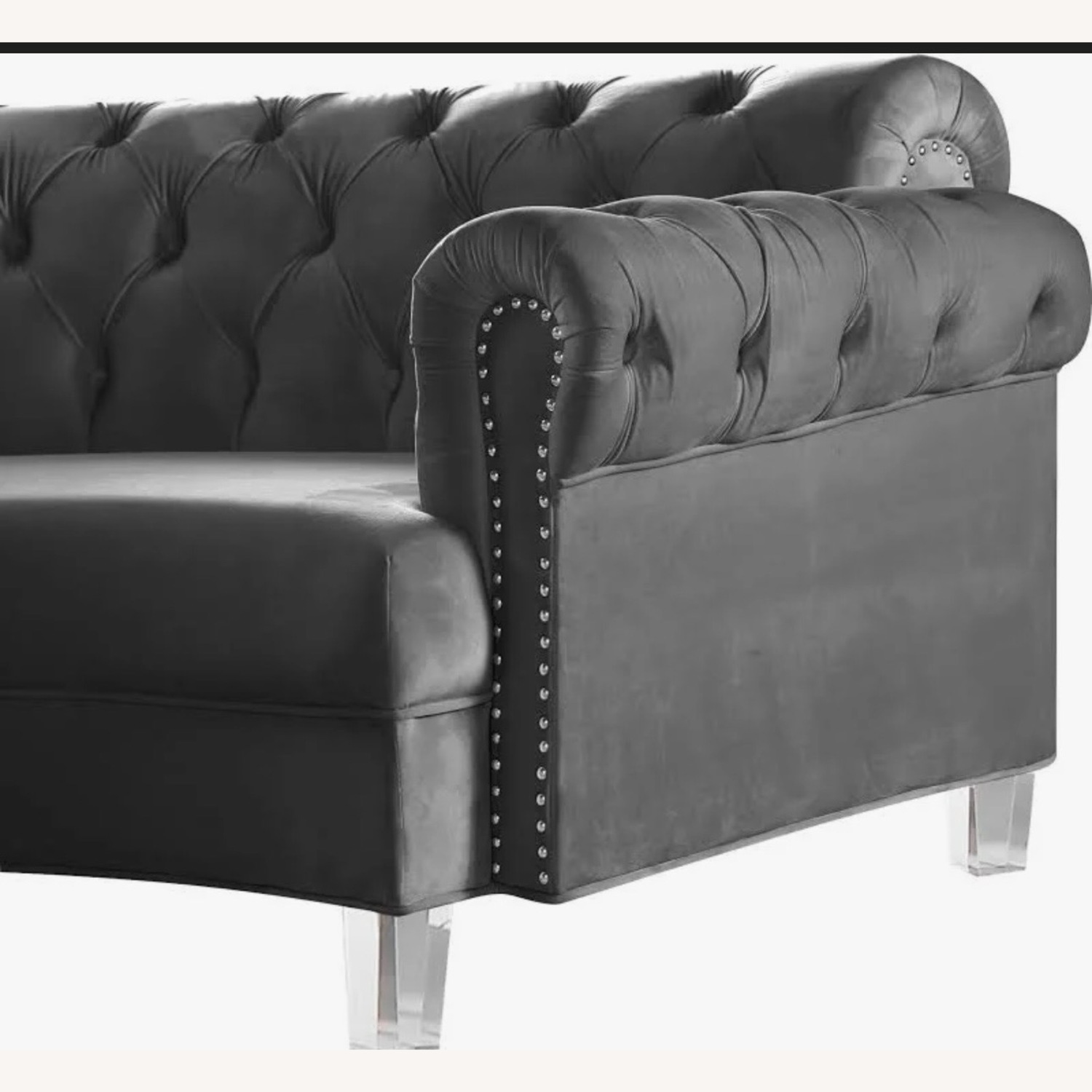 Grey Velvet Sectional Semi Circle Sofa  - image-3