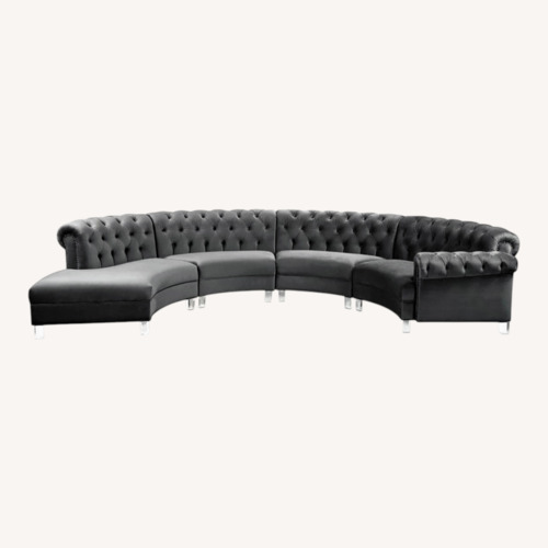 Used Grey Velvet Sectional Semi Circle Sofa for sale on AptDeco