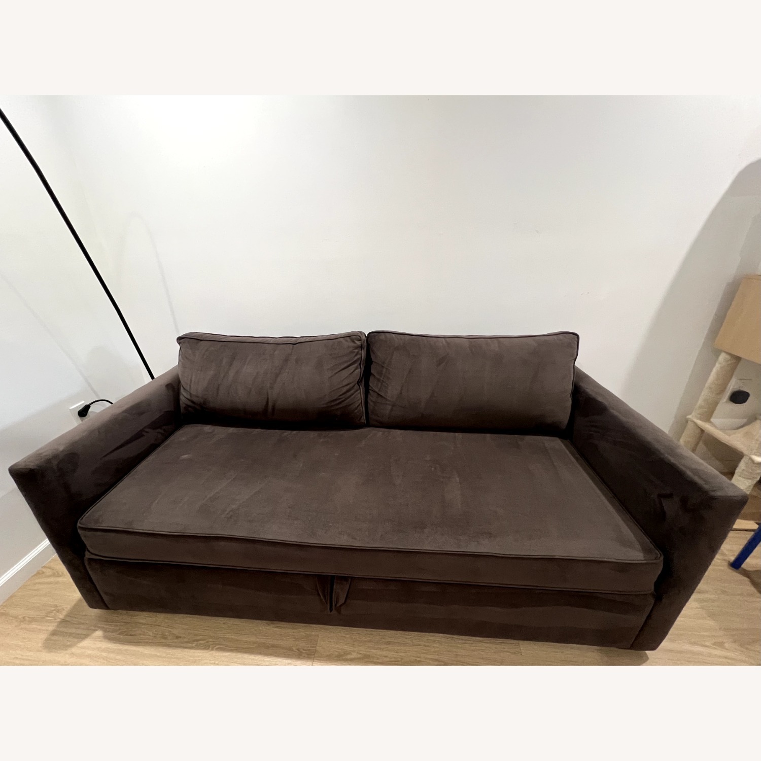 West Elm Harris Dark Brown Velvet 3+ Seater Sofa - image-2