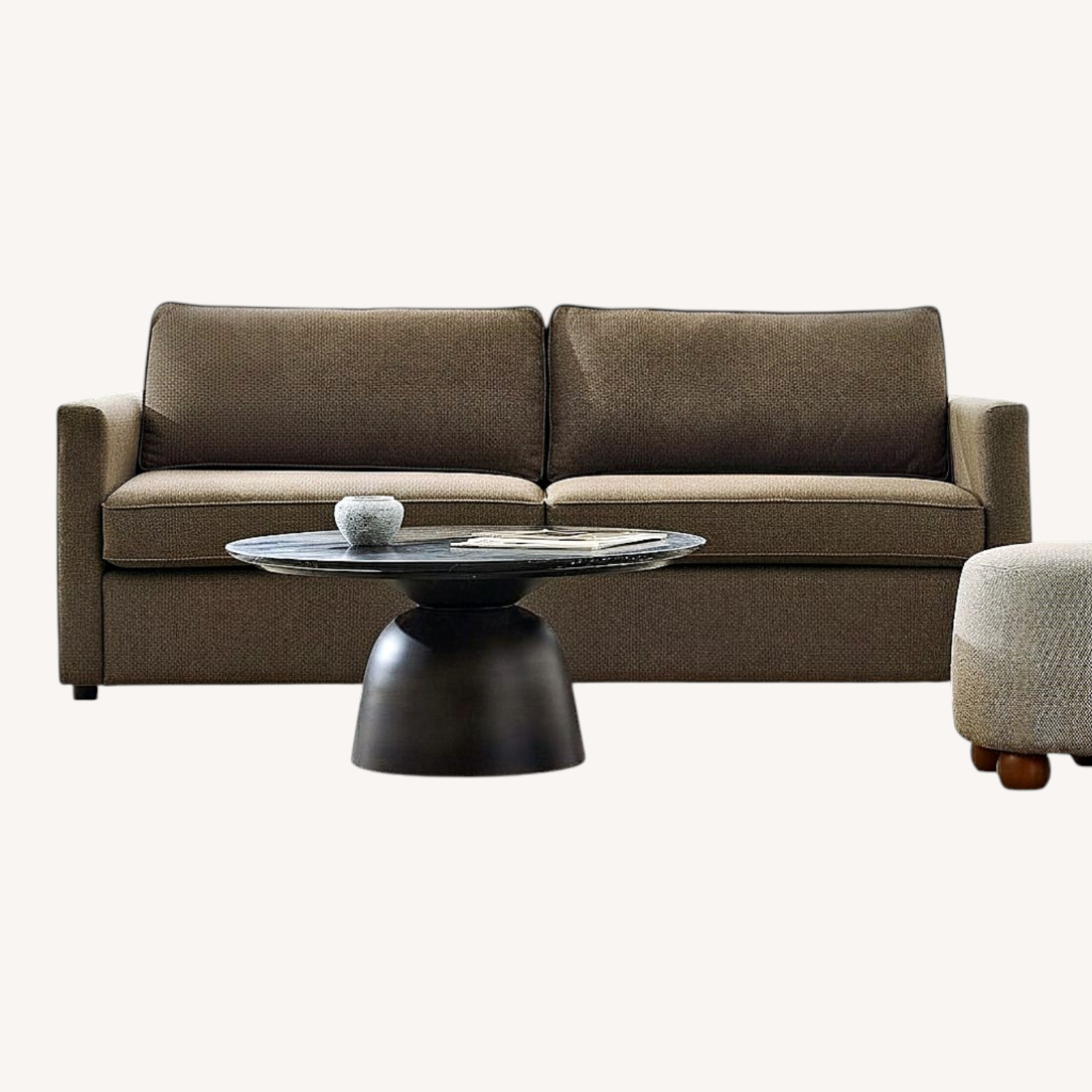 West Elm Harris Dark Brown Velvet 3+ Seater Sofa - image-8