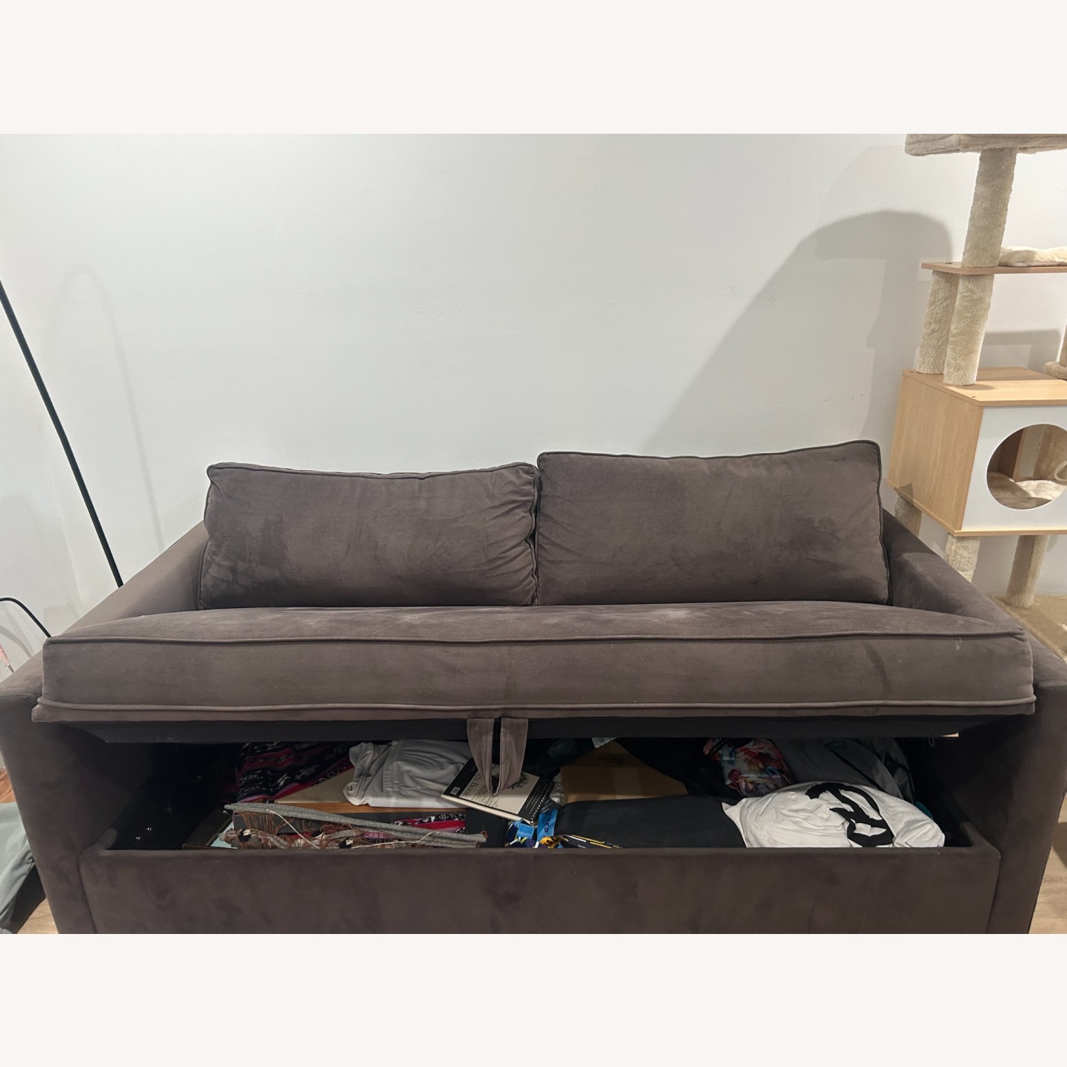 West Elm Harris Dark Brown Velvet 3+ Seater Sofa - image-6