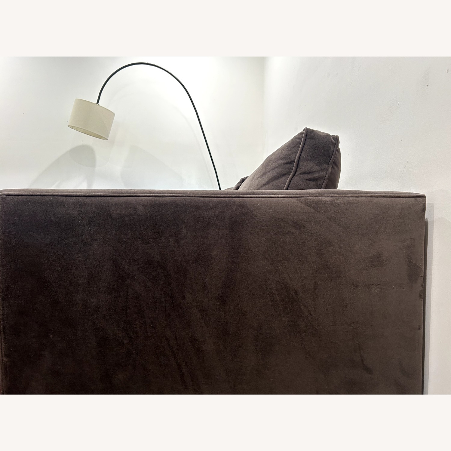West Elm Harris Dark Brown Velvet 3+ Seater Sofa - image-5