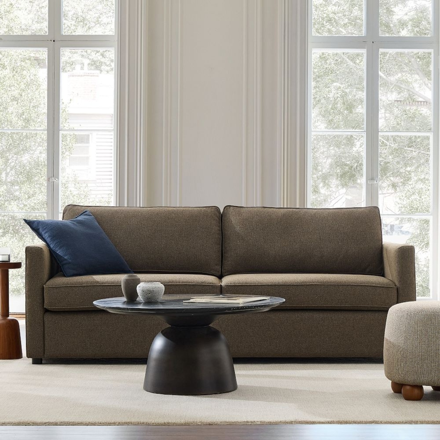West Elm Harris Dark Brown Velvet 3+ Seater Sofa - image-7