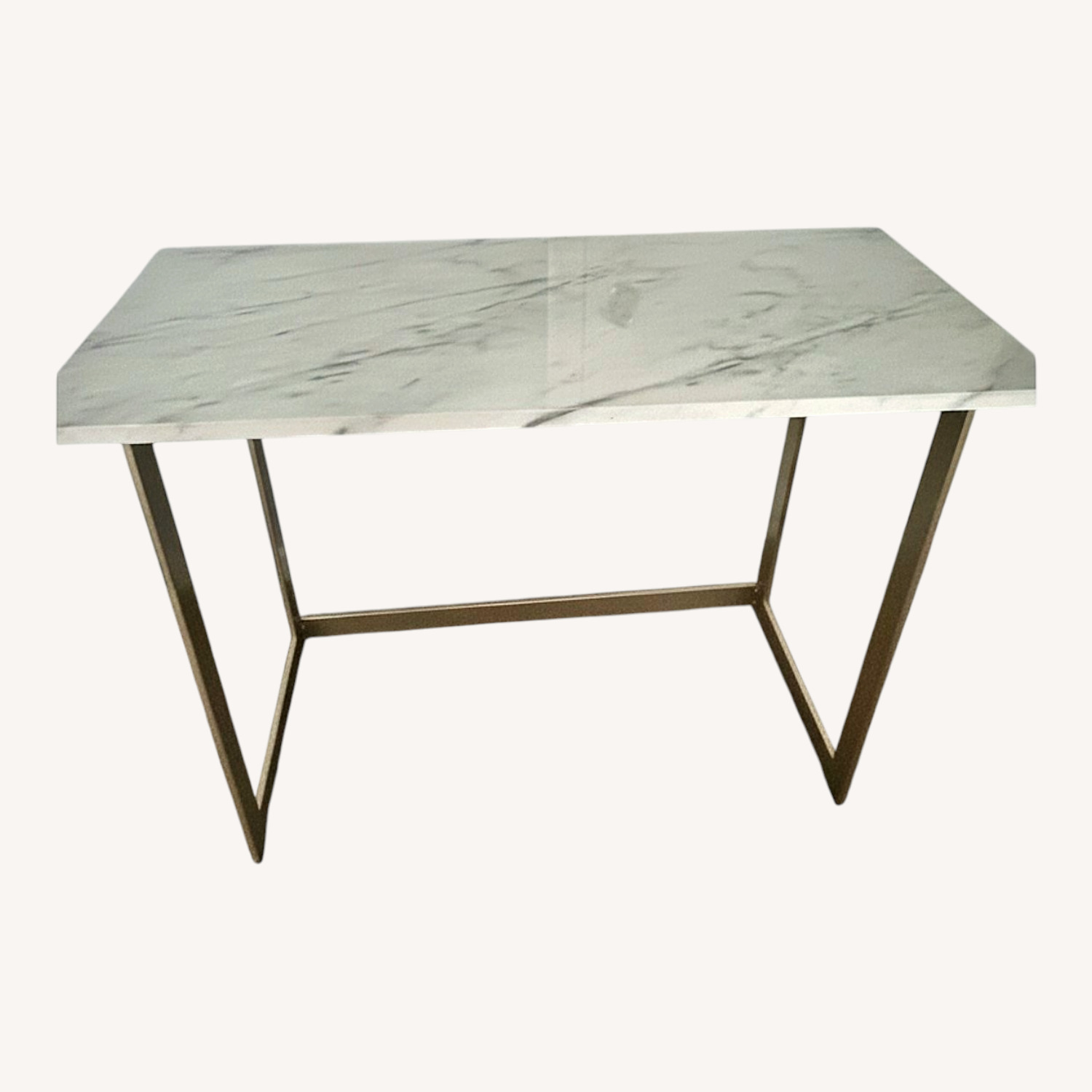Marble White Table, Gold Legs - image-0
