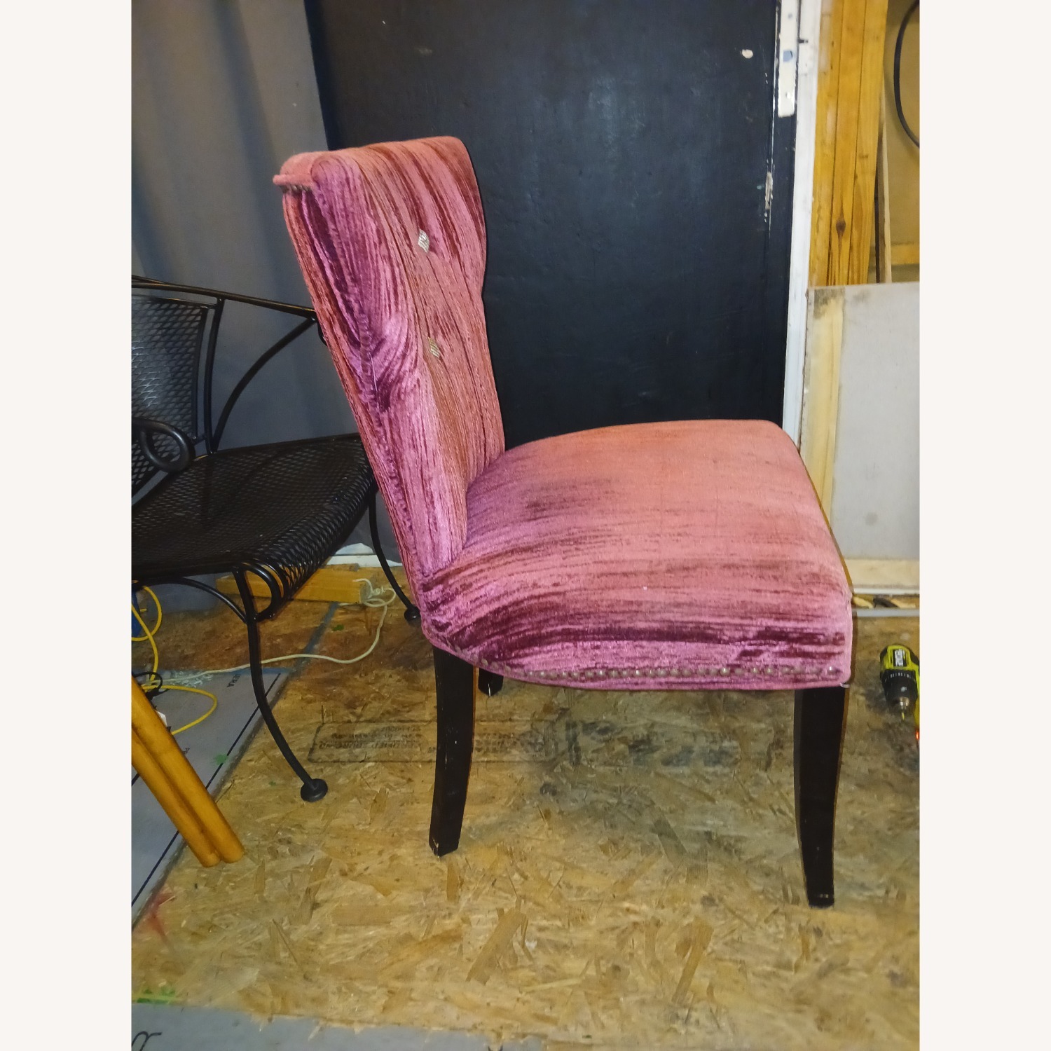 Vintage/Antique Pink Velvet Accent Chair - image-2