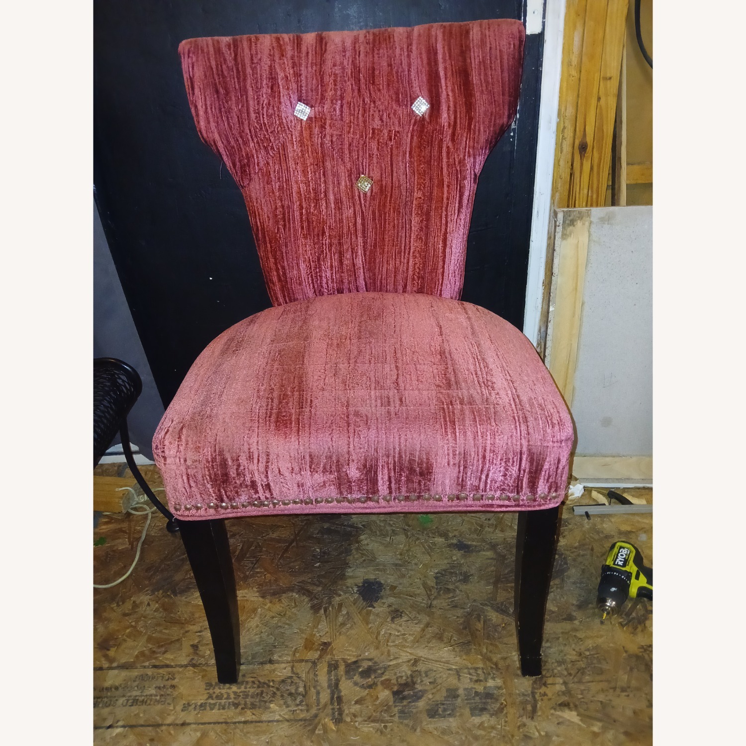 Vintage/Antique Pink Velvet Accent Chair - image-1
