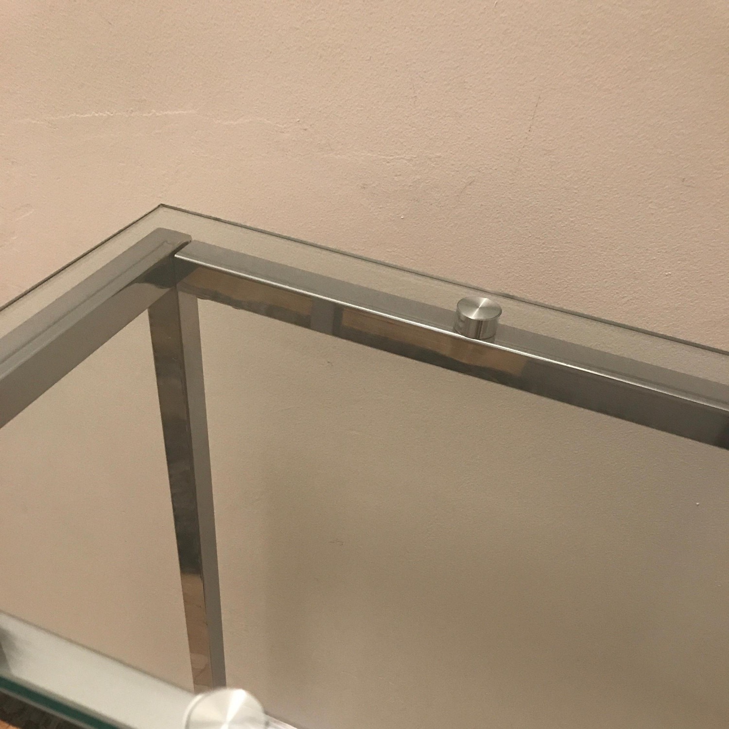 Stylish Glass Side Table W Chromed Steel Base - image-6