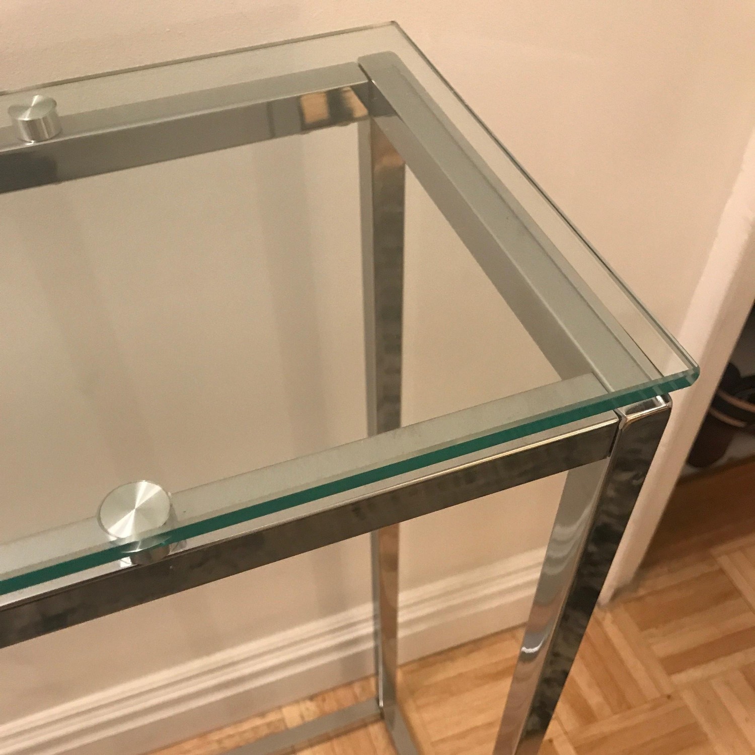 Stylish Glass Side Table W Chromed Steel Base - image-8